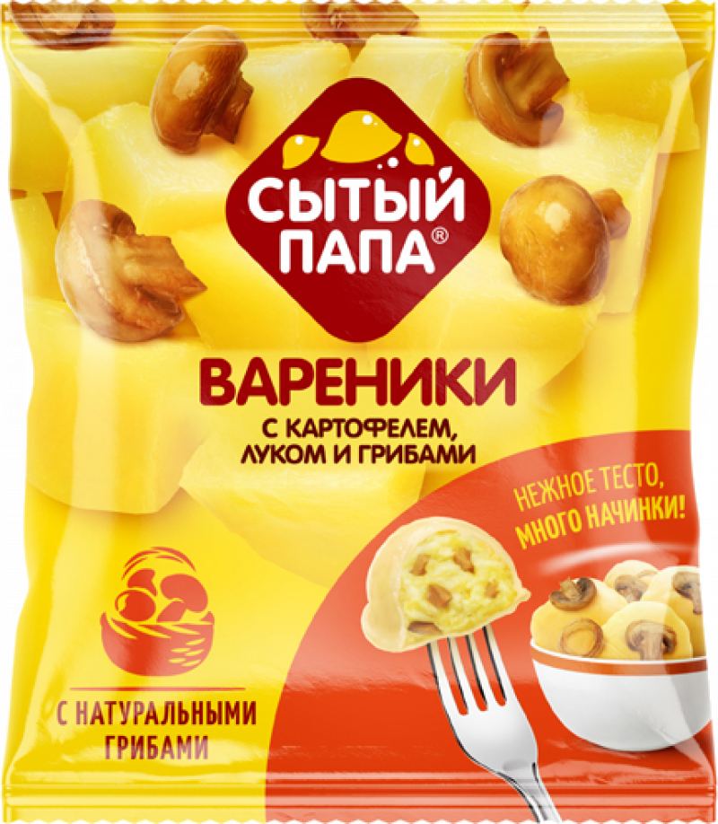Вареники ТМ Сытый папа картофель, лук, грибы 450г