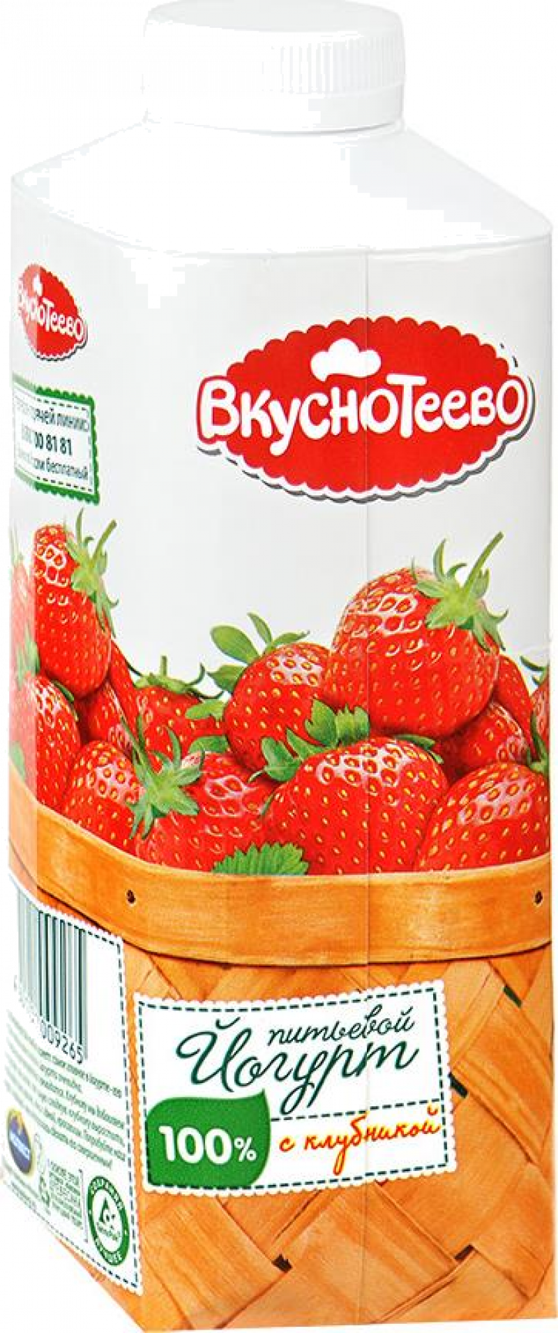 Йогурт ТМ Вкуснотеево пит. 330г ТетраТоп 1,5 % с клубникой
