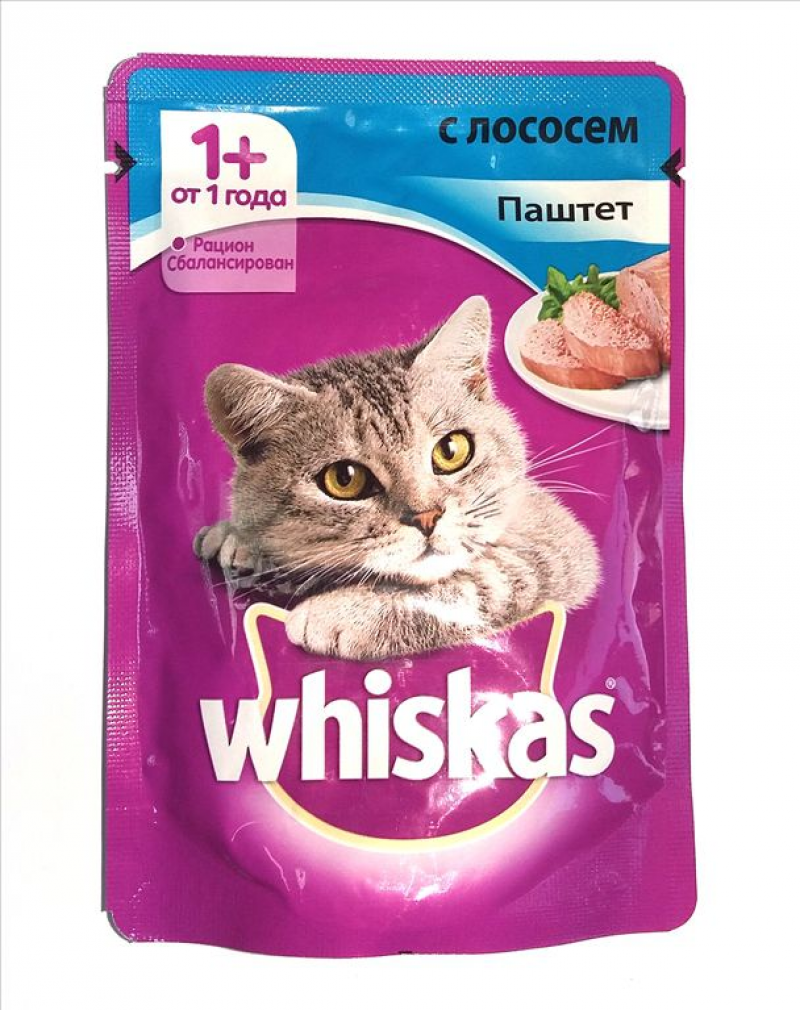 Корм ТМ Whiskas 85гр Паштет с Лососем