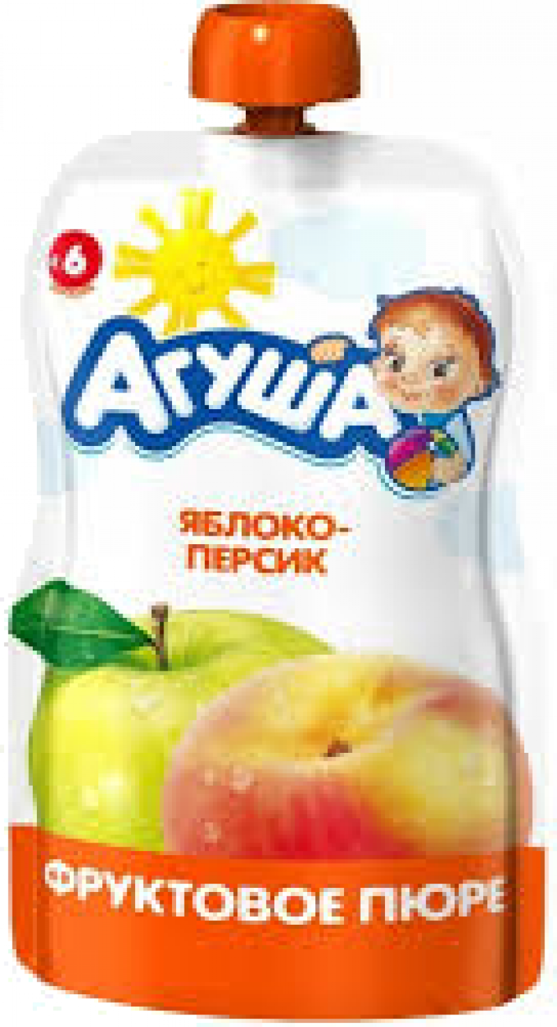 Пюре фруктовое Агуша Яблоко-Персик 90г