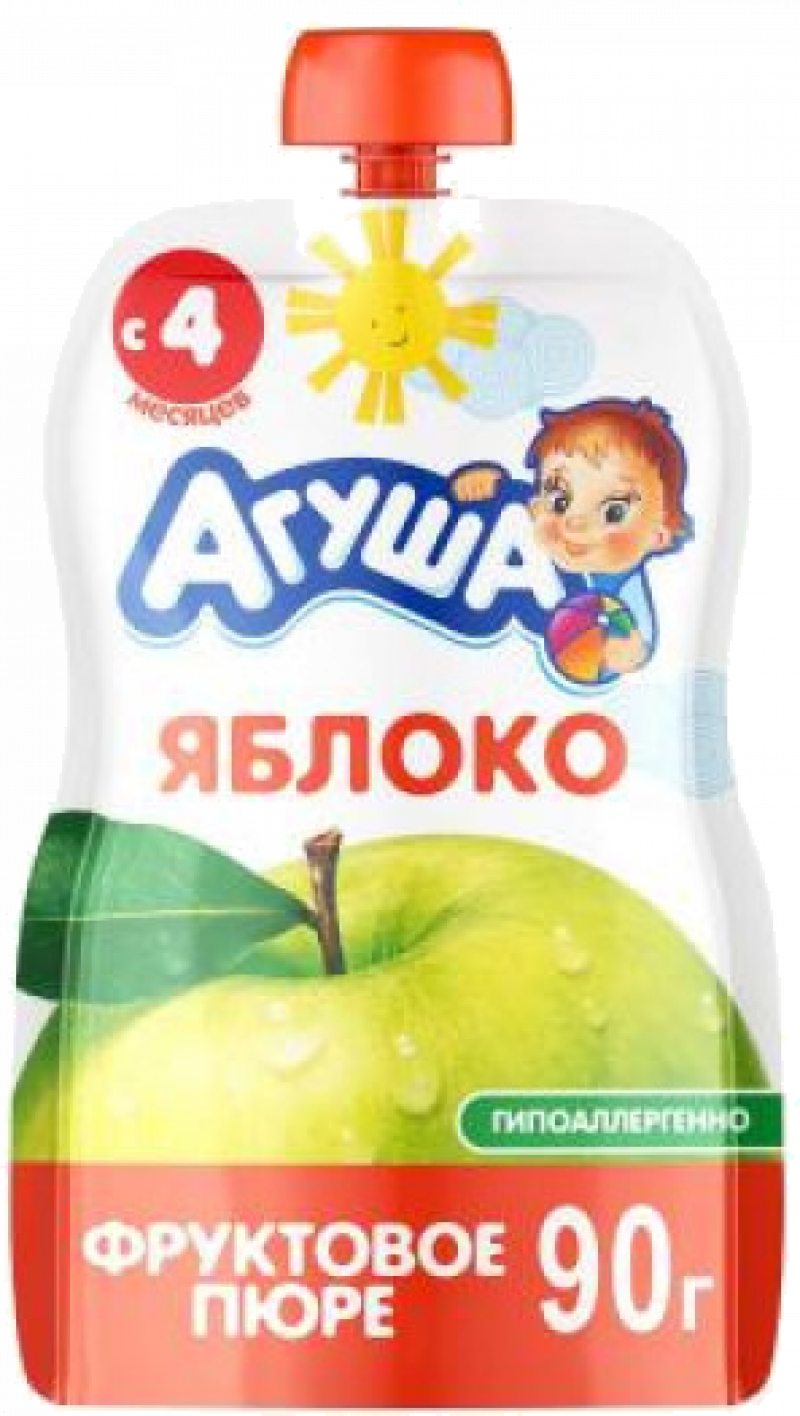 Пюре фруктовое Агуша Яблоко 90г, Pouch-pack