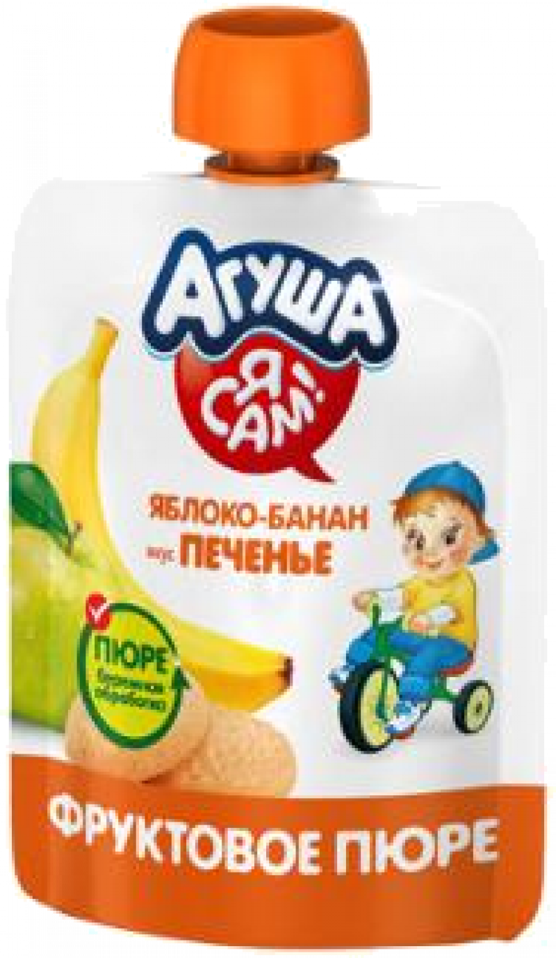 Пюре фруктовое Агуша Яблоко-Банан_Печенье 90г