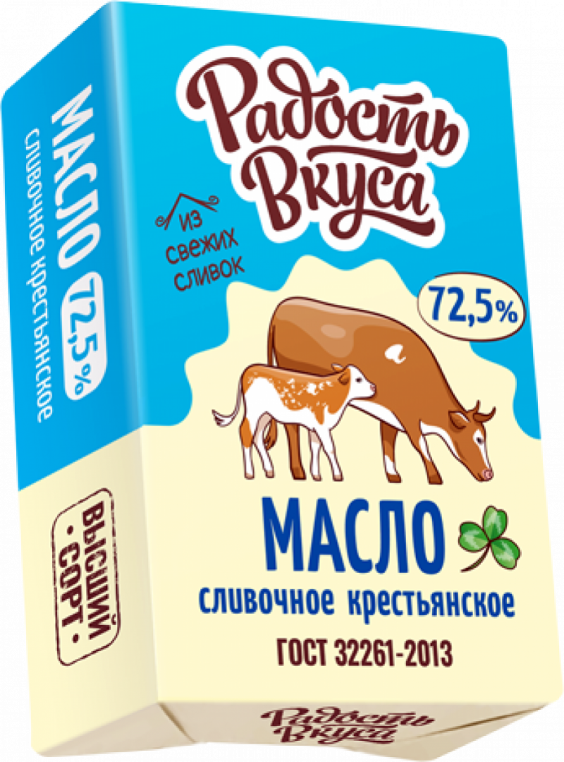 Масло сладко-сливочное ТМ Радость вкуса несоленое Крестьянское 72.5% 180г