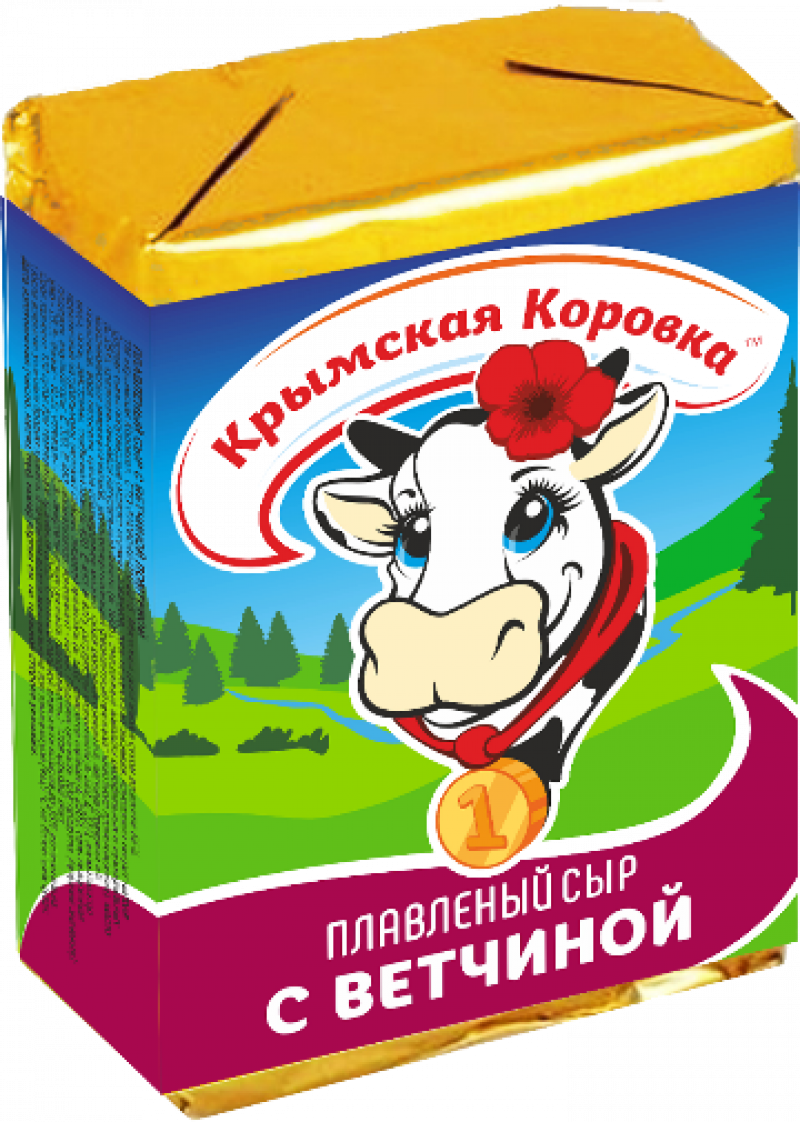 Сыр плавленый ТМ Крымская коровка С ветчиной 55% 90г