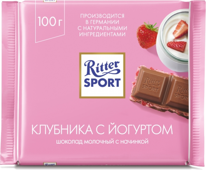 Шоколад ТМ Ritter Sport молочный йогурт/клубника 100г