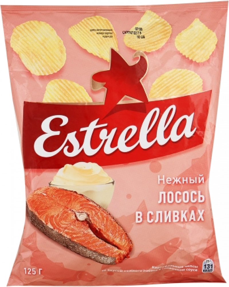 Чипсы ТМ Estrella со вкусом лосося в сливочном соусе 60гр