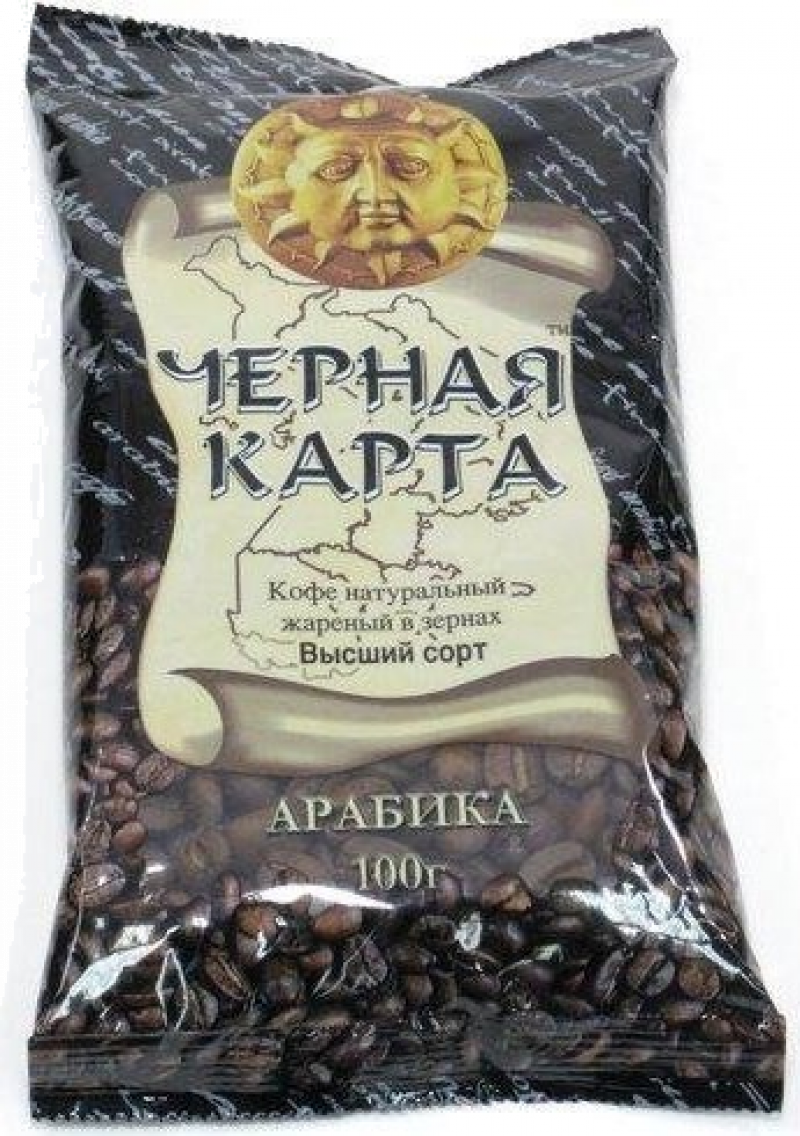 Кофе ТМ Черная карта кофе в зернах 100г