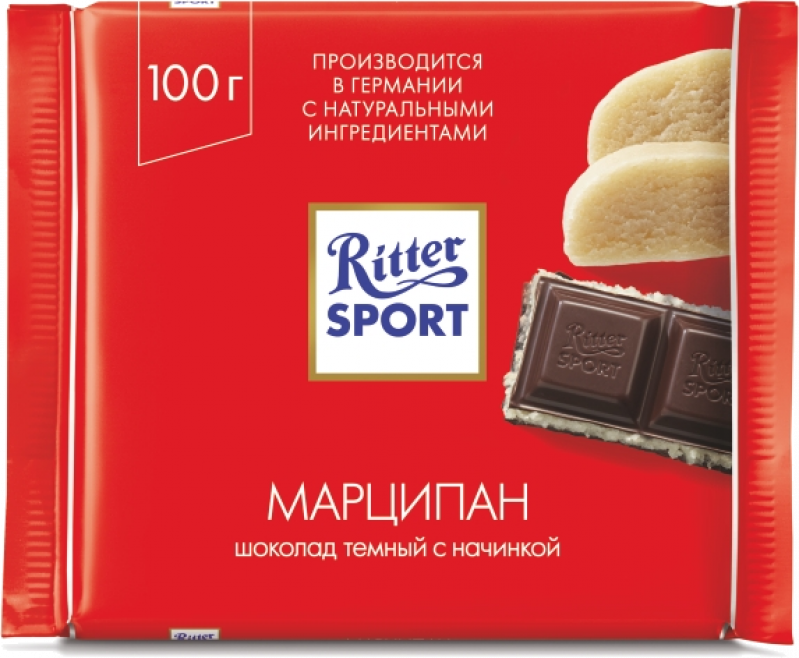 Шоколад ТМ Ritter Sport горький с марципаном 100г