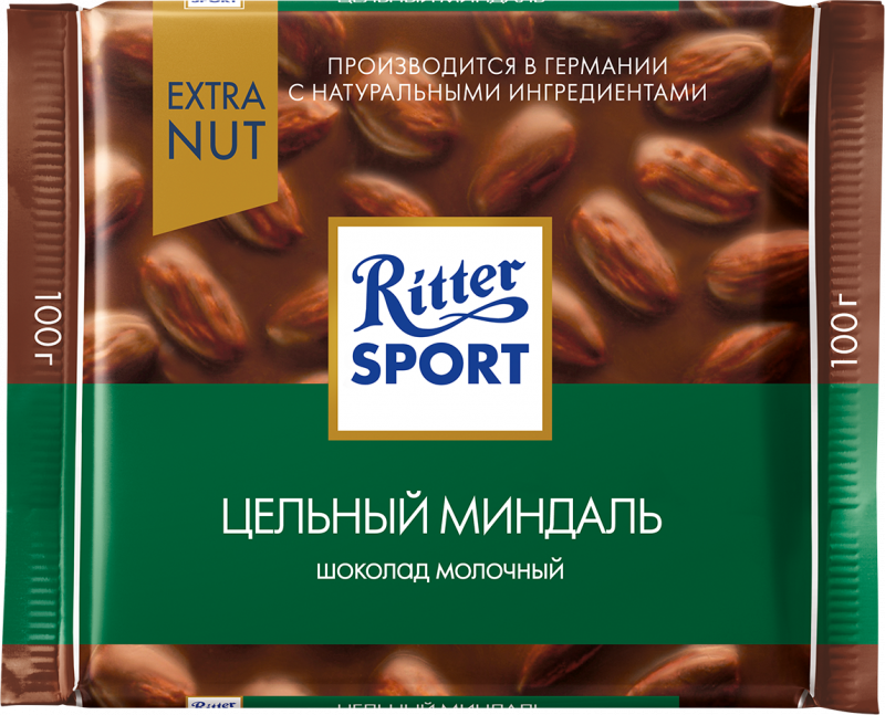 Шоколад ТМ Ritter Sport молочный с цельным миндалем 100г