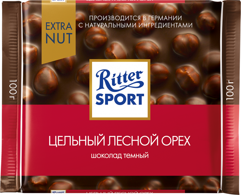 Шоколад ТМ Ritter Sport темный с цельным орехом 100г