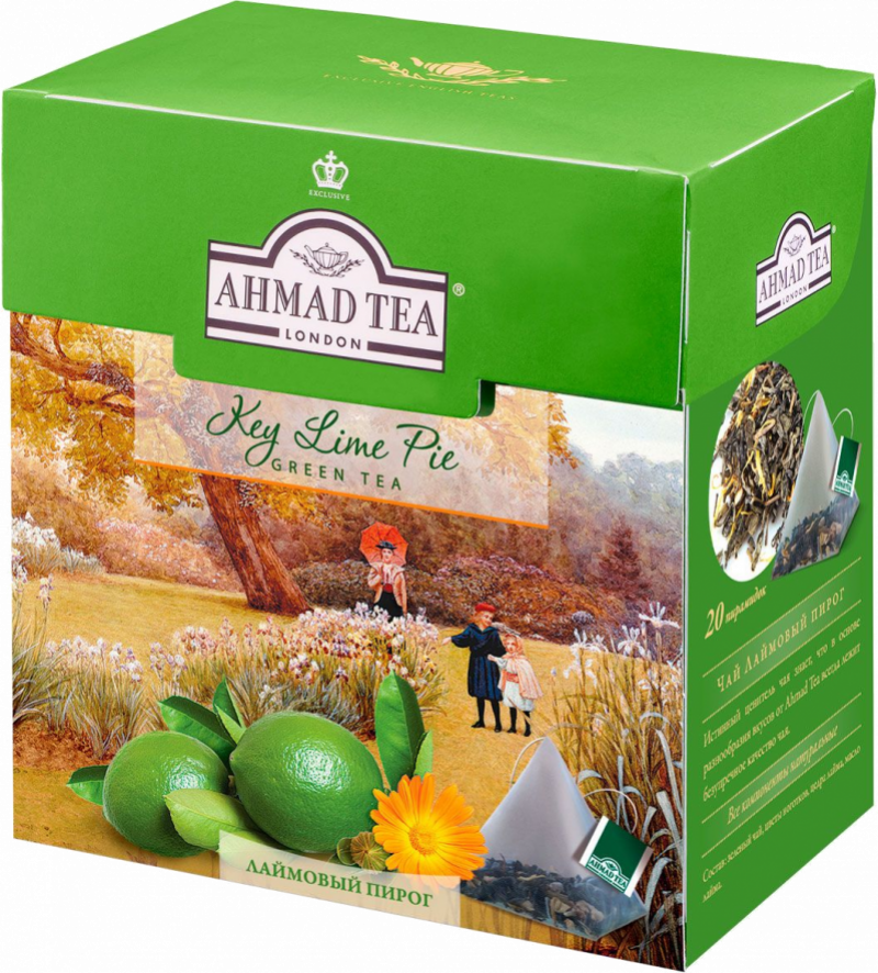Чай ТМ Ahmad Tea зеленый Лаймовый пирог 20 пирамидок