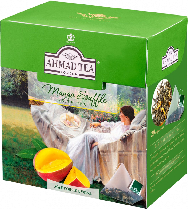 Чай ТМ Ahmad Tea зеленый Манговое суфле 20 пирамидок