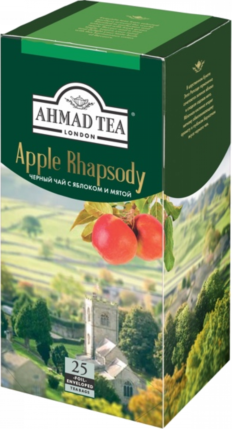 Чай ТМ Ahmad Tea Apple Rhapsody черный с яблоком и мятой 25 пакетов