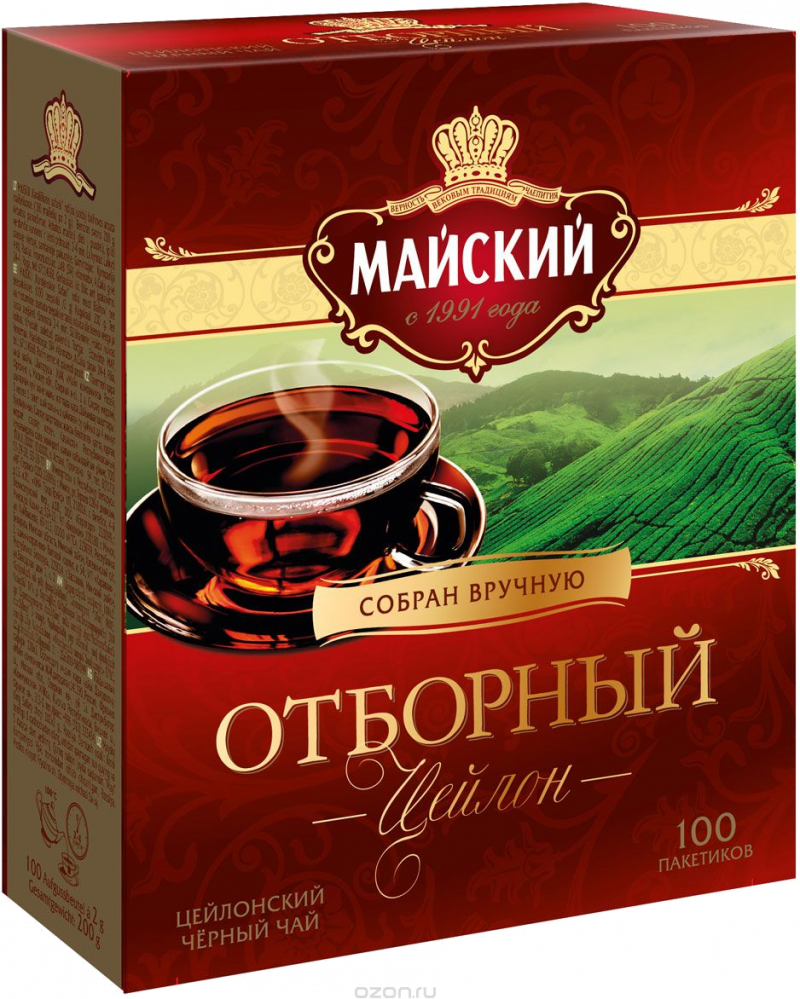 МАЙСКИЙ Отборный черный чай 100 пакетов