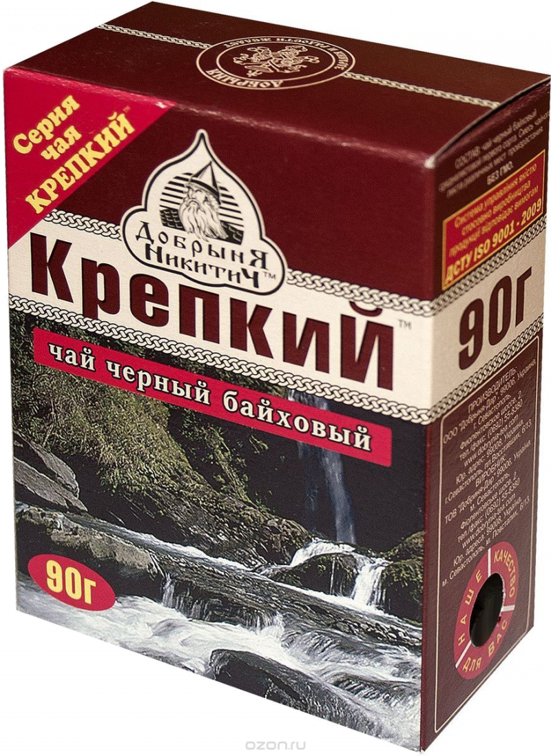 Чай ТМ Добрыня Никитич Крепкий чай чёрн.среднелист. 90г