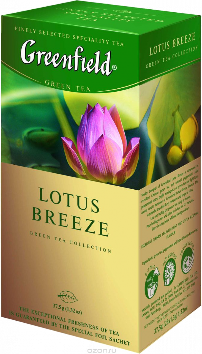 Чай ТМ Greenfield Lotus Breeze зеленый с ароматом лотоса и мяты 1,5г*25п