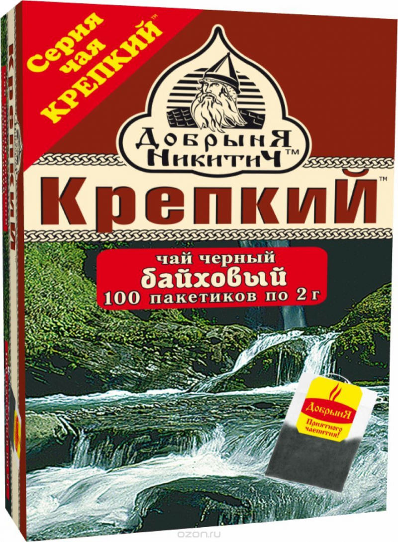 Чай ТМ Добрыня Никитич Крепкий чай чёрн. с/ярл 100 пакетов