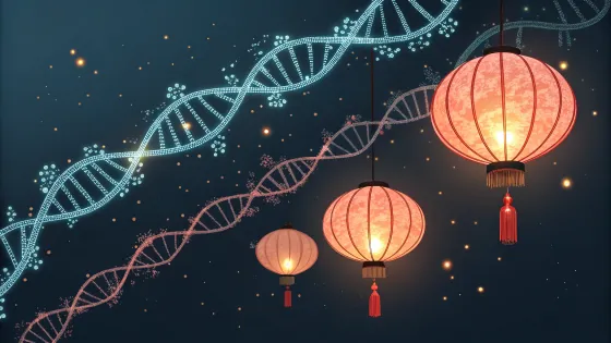 rna-molecules-flying-next-to-chinese-lanterns-on-a