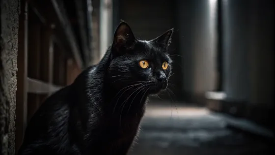 black-cat-in-a-dark-room