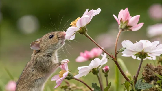 the-mouse-sniffs-the-flower