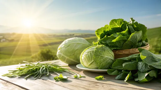cabbage-and-spinach-are-lying-on-the-table-under-t