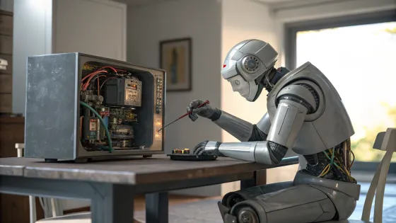 a-photorealistic-robot-sits-at-a-table-and-unscrew