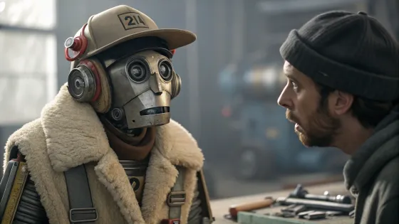 a-photorealistic-robot-in-a-hat-with-earflaps-and-