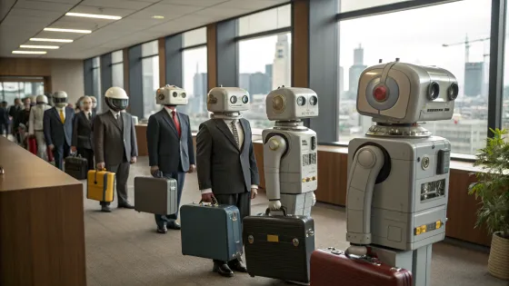 a-crowd-of-photorealistic-robots-of-different-mode