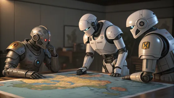 3-photorealistic-robots-are-leaning-over-a-table-w