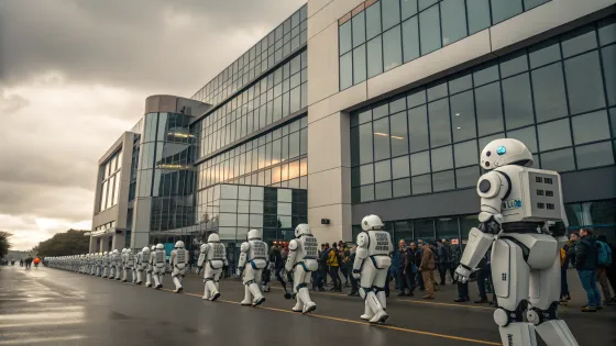 a-crowd-of-robots-in-front-of-the-office-go-to-wor