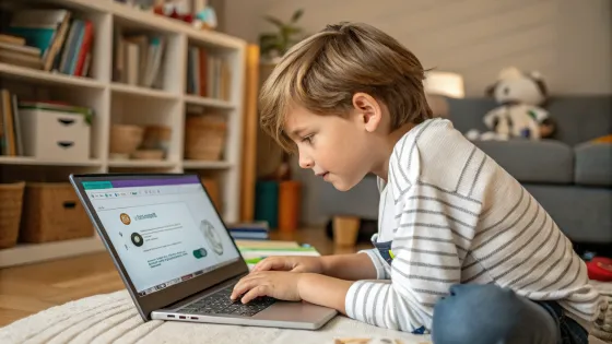 a-boy-of-about-5-years-old-is-typing-on-a-laptop-k