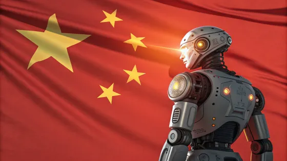 robot-against-the-background-of-the-chinese-flag