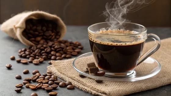 coffee-in-a-transparent-cup-and-beans-on-the-table