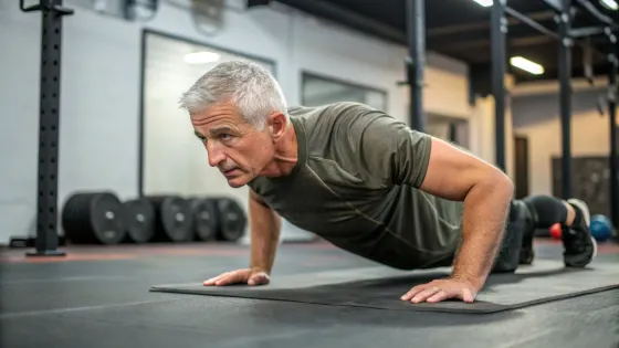middle-aged-man-with-grey-hair-doing-push-ups
