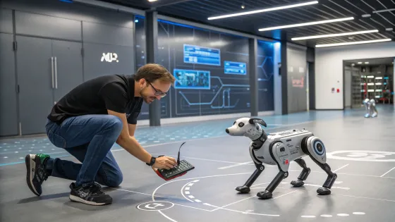 photorealistic-man-trains-robot-dog