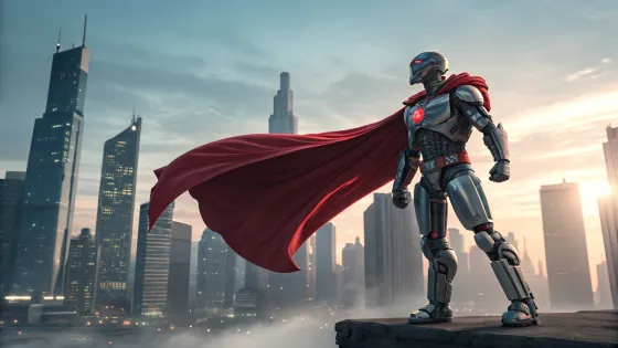 robot-superhero-in-a-cape