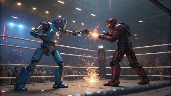 good-and-evil-robot-fight-in-the-ring-photorealism