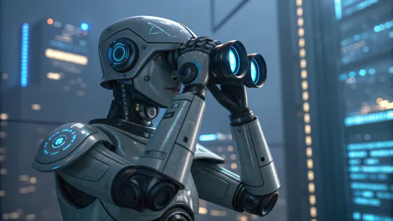 cool-robot-looks-through-binoculars