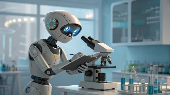 cool-robot-looking-through-microscope