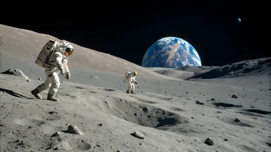 a-close-up-of-astronauts-on-the-moon--the-earth-is