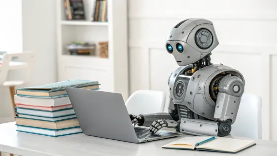 a-photorealistic-robot-looks-at-a-laptop-with-text