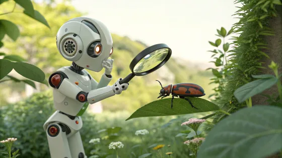 a-humanoid-robot-looks-through-a-magnifying-glass-