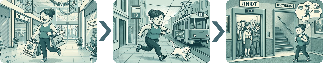 Женщина гуляет в парке и считает шаги в приложении на телефоне