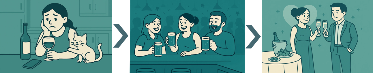 Алкогольные калории не вызывают сытость и добавляются поверх обычного рациона.