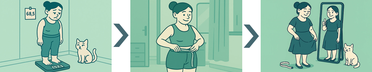 девушка измеряет талию сантиметром дома