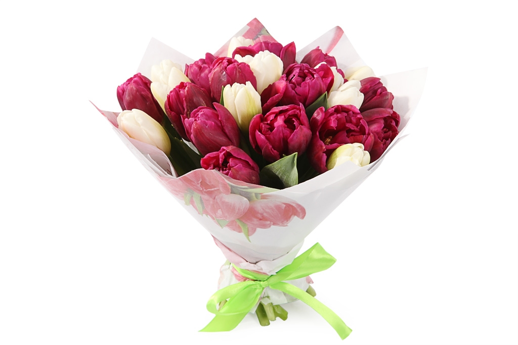 Букет 25 королевских тюльпанов, малиновый микс - купить в Москве: цены, круглосуточная доставка - Цветочная сказка