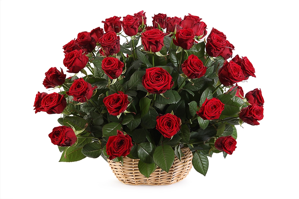 Букет 51 роза в корзине купить в Москве на сайте Цветочная сказка