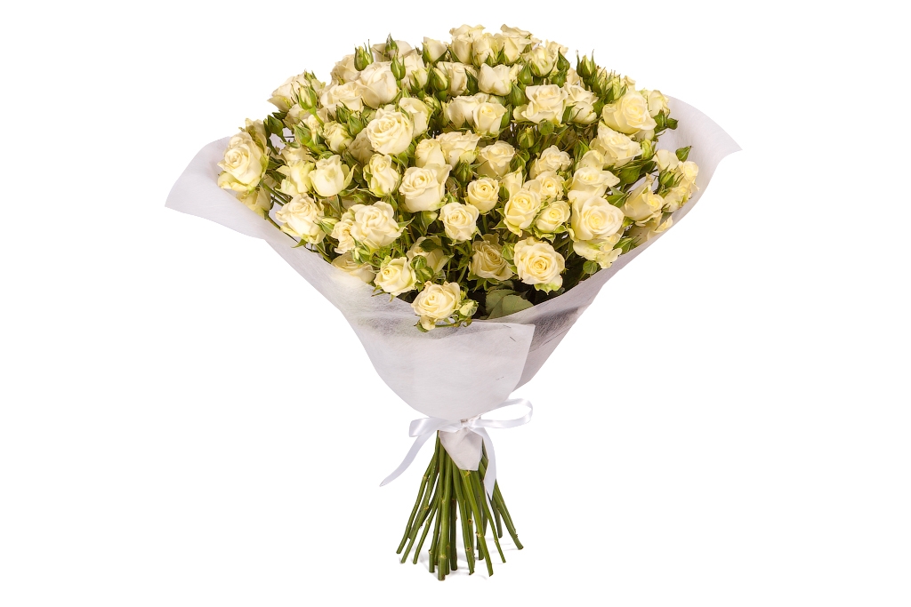 Букет 19 белых кустовых роз недорого купить. Москва - floral-tale