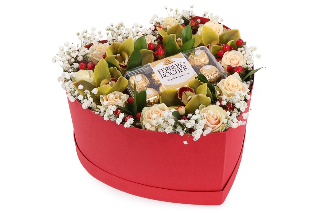 Букет с орхидеями Сладкая жизнь в коробке купить в Москве. Floral-tale