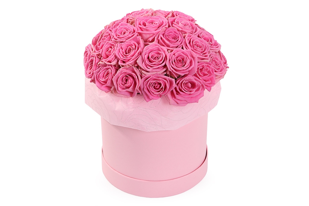 Букет 35 роз Аква в шляпной коробке - купить в Москве: цены, круглосуточная доставка - Цветочная сказка